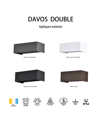 DAVOS * APLIQUE EXTERIOR LED* 4*6W 4000K NEGRO ARENADO
